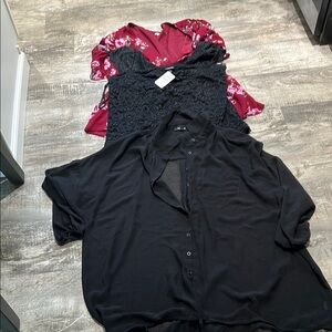 Torrid Black Sheer Blouse and Lace Top Set, Maurice XL blouse
